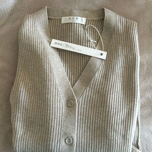 One Grey Day Taylor Ribbed Merino Cardigan- 100% Merino Wool - XS- Marble BNWT